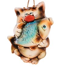 АБ-102 Панно керамическое «Кот с рыбой»